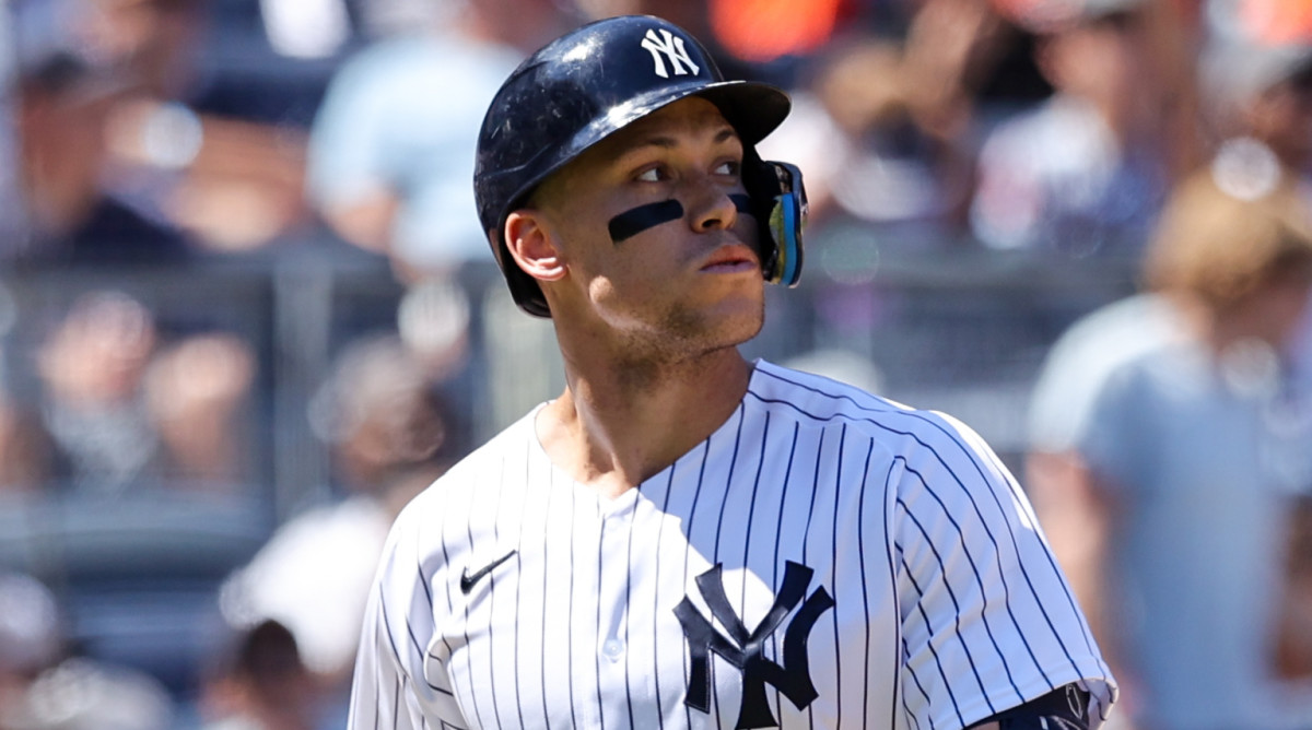 Aaron Judge looks on